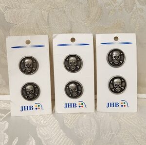 Skull & Crossbones Round Metal Buttons For Crafts / Sewing / Diy